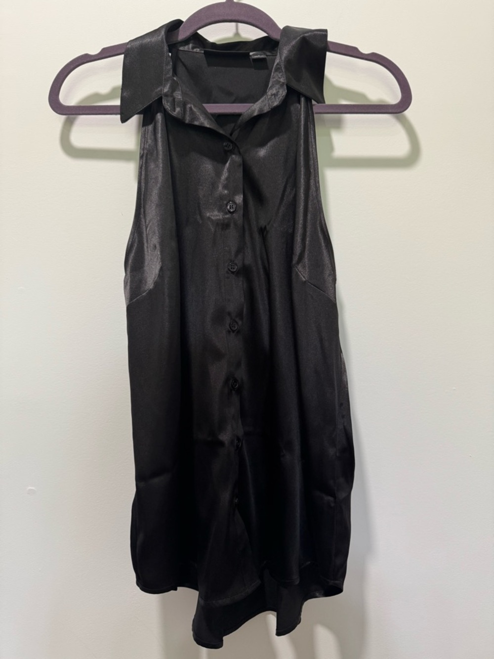 New York & Company Black Sleeveless Button-Down Blouse | Size Large| EUC